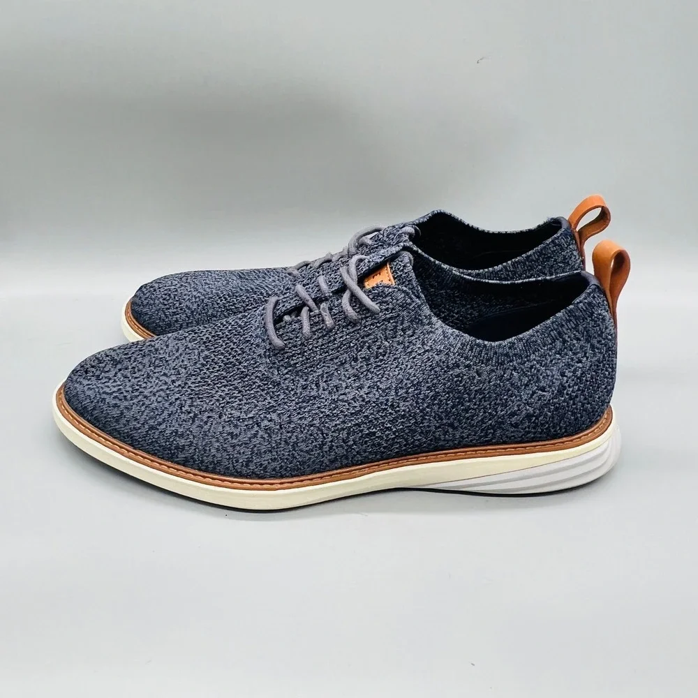 Cole Haan Shoes Men 11 Blue Knit Grand OS Stitchlite Casual Sneaker Dress Oxford
